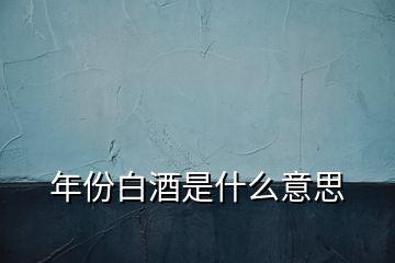 年份白酒是什么意思