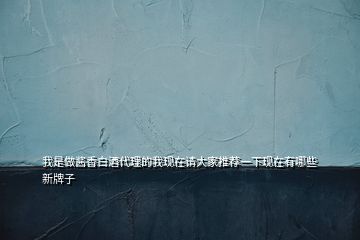 我是做醬香白酒代理的我現(xiàn)在請大家推薦一下現(xiàn)在有哪些新牌子