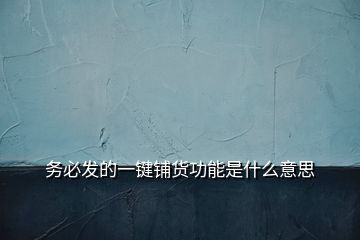 務(wù)必發(fā)的一鍵鋪貨功能是什么意思