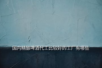國內(nèi)精釀啤酒代工比較好的工廠有哪些