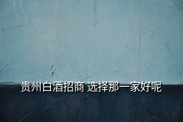貴州白酒招商 選擇那一家好呢