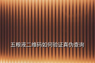 五糧液二維碼如何驗(yàn)證真?zhèn)尾樵?xún)