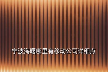 寧波海曙哪里有移動公司詳細點