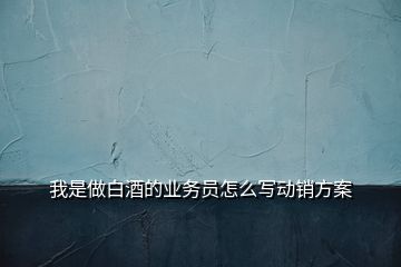 我是做白酒的業(yè)務(wù)員怎么寫動銷方案