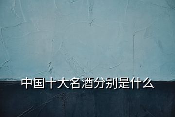 中國十大名酒分別是什么