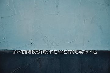 瀘州老窖哪款更好喝價(jià)位在200左右的吧再貴買(mǎi)不起