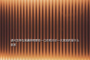 請問怎樣在易趣購物那些一口價和出價一元競拍的是什么意思
