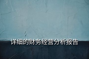 詳細(xì)的財(cái)務(wù)經(jīng)營(yíng)分析報(bào)告
