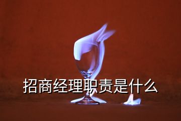 招商經(jīng)理職責(zé)是什么