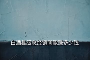 白酒縣級(jí)總經(jīng)銷(xiāo)商能賺多少錢(qián)