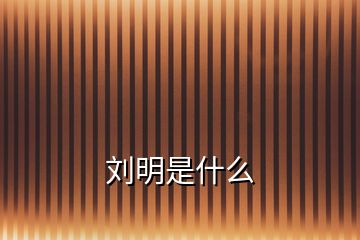 劉明是什么
