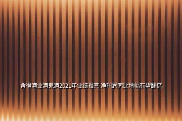 舍得酒業(yè)酒鬼酒2021年業(yè)績報喜 凈利潤同比增幅有望翻倍
