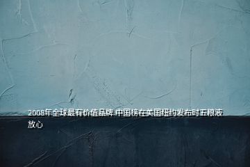 2008年全球最有價(jià)值品牌 中國(guó)榜在美國(guó)紐約發(fā)布時(shí)五糧液放心