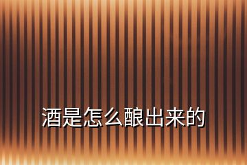酒是怎么釀出來的