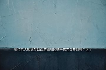 哪位老大知道夢幻西游四川區(qū)德千佛巖合并到哪個(gè)區(qū)了