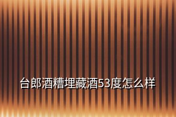 臺(tái)郎酒糟埋藏酒53度怎么樣