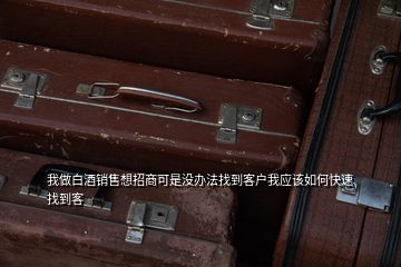 我做白酒銷售想招商可是沒辦法找到客戶我應(yīng)該如何快速找到客
