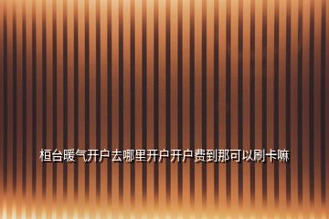 桓臺暖氣開戶去哪里開戶開戶費(fèi)到那可以刷卡嘛