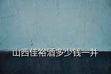 山西佳裕酒多少錢一并