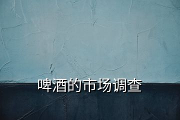 啤酒的市場調(diào)查