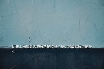 歷史上漲幅最大的股票是誰漲了多少倍最高股價(jià)是多少