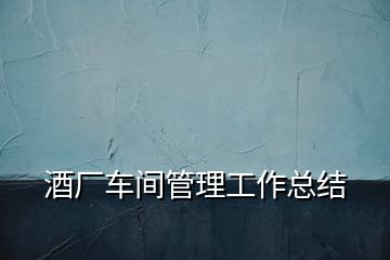 酒廠車(chē)間管理工作總結(jié)
