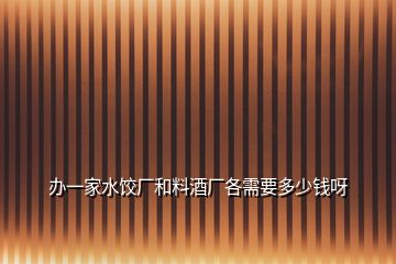 辦一家水餃廠和料酒廠各需要多少錢呀
