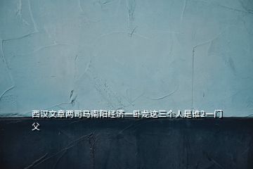西漢文章兩司馬南陽(yáng)經(jīng)濟(jì)一臥龍這三個(gè)人是誰(shuí)2一門(mén)父