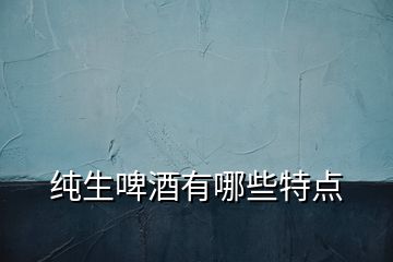純生啤酒有哪些特點