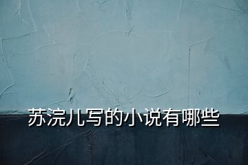 蘇浣兒寫(xiě)的小說(shuō)有哪些
