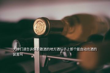 大神們請告訴偶賣散酒的地方酒壇子上那個能自動出酒的裝置叫